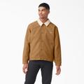 Dickies Men's Duck Canvas High Pile Fleece Jacket - Stonewashed Brown Size M (TJR04)