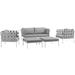 Ergode Harmony 5 Piece Outdoor Patio Aluminum Sectional Sofa Set - White Gray