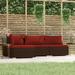 vidaXL 4 Piece Patio Lounge Set with Cushions Brown Poly Rattan