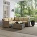 4 Piece Bradenton Outdoor Wicker Seating Set with Sand Cushions - Weathered Brown