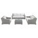 Ergode Conway Sunbrella Outdoor Patio Wicker Rattan 4-Piece Furniture Set - Light Gray White