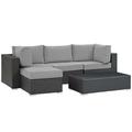 Ergode Sojourn 5 Piece Outdoor Patio Sunbrella Sectional Set - Canvas Gray