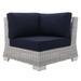 Ergode Conway Sunbrella Outdoor Patio Wicker Rattan Corner Chair - Light Gray Navy