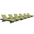 Ergode Convene Chaise Outdoor Patio Set of 6 - Espresso Peridot