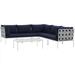 Ergode Harmony 6 Piece Outdoor Patio Aluminum Sectional Sofa Set - White Navy