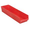 Plastic Shelf Bin Nestable 6-5/8 W x 23-5/8 D x 4 H Red Lot of 6