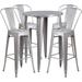 Bowery Hill 5 Piece 30 Round Metal Patio Pub Set in Silver