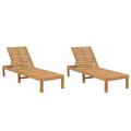 vidaXL 1/2x Solid Wood Teak Sun Lounger Patio Garden Lounge Bed Furniture
