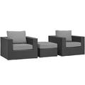 Ergode Sojourn 3 Piece Outdoor Patio Sunbrella Sectional Set - Canvas Gray