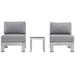 Ergode Shore 3 Piece Outdoor Patio Aluminum Sectional Sofa Set - Silver Gray