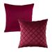 Phantoscope Decorative Throw Pillow Set Soft Silky Velvet & Soft Pleated Velvet Bundle for Sofa Couch Bedroom Dark Red & Wine Red 18 x 18