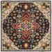 SAFAVIEH Aspen Ellie Floral Bordered Wool Area Rug Charcoal/Cream 9 x 9 Square