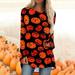 HHei_K Long Sleeve Shirts For Women DressyWomen s Fashion Casual T-shirt Gradient Halloween Print Long Sleeve Round Neck Medium Long Top