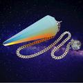 Beauty Agate Crystals Opalite Multifaceted w/ Crystal Ball Chain Pendulum Fengshui Healing Crystals Gemstone Gift