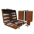 Sun Flair Backgammon Set Leatherette 15 inch Folding Classic Chess Board Game Smart Tactics Premium Best Strategy Tip Guide Enclosed Brown 135M-1