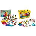 LEGO 11021 Classic 90 Jahre Spielspaß Set, Bausteine-Box mit 15 Mini-Modellen legendärer LEGO Spielzeuge & 10698 Classic Große Bausteine-Box, Spielzeugaufbewahrung, lustige, Bunte Spielzeug-Bausteine