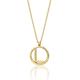 Miore L initial necklace in 9 karat 375 yellow gold anchor chain 42 cm, circle pendant with letter on adjustable 40 cm + 2 cm chain