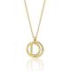 Miore D initial necklace in 9 karat 375 yellow gold anchor chain 42 cm, circle pendant with letter on adjustable 40 cm + 2 cm chain