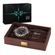 Maverton Personalised Watch Box for man - Wood Display Case for him - Sunglasses Organiser with Engraved Glass Top - Lockable Jewellery Holder for Birthday - Customised Item - CLOCK