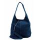 Handbag Bliss Womens Suede Slouch Hobo Shoulder Tote Bag Handbag Large with Purse Soft Italian Suede (Navy Blue)