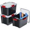 Iris Ohyama - Luftdichte Kunststoff-Aufbewahrungsboxen mit Deckel, 20L, 3er-Set, Schwarz,