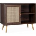 Sideboard mit Rattangeflecht 80 x 39 x 65,8 cm - Dunkles Holz - Sweeek