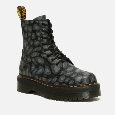 Jadon Distorted Leopard Leather Platform Boots - Black - Dr. Martens Boots