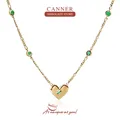 CANNER – collier cœur émeraude pour femmes en argent Sterling 925 longue chaîne pendentif