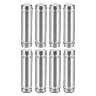 Glass Standoff Double Head Stainless Steel Standoff Holder 12mm x 44mm 8 Pcs - Silver Tone