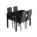 5-Piece Industrial Dining Table Set with 4 PU Upholstered Chairs for Country House City Apartment Dining Room