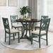 5-Piece Exquisite Hollow Round Bistro Dining Talbe Set with 4 Fabric Padded Chairs for Country House City Apartment