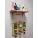 Reclaimed wooden wine, gin and spirit shelf with glass rack Industrial Antique Iron Hand Forged Gallows Shelf Bracket with Penny Ends