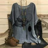 Summer Womens Cotton Linen Long/Short Sleeve Plus Size V Neck Button Solid Color Tops Casual Loose Tunic Blouse T Shirt