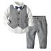Toddler Gentleman Suit Baby Little Boy Clothes Sets Bowtie Long Sleeve Shirts and Suspenders Pants Sets 2Pcs Casual Outfit Sets 12 Months-7 Years