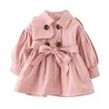 URMAGIC Toddler Baby Girls Classic Single Breasted Trench Coat Fall Jacket Dress