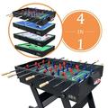 KICK Quatro 55â€³ 4-in-1 Multi Game Table (Black) - Combo Game Table Set - Billiards Push-Hockey Ping pong and a Foosball for Home Game Room Friends and Family!