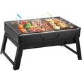 kitwin Portable Barbecue Charcoal Grill Foldable BBQ Grill Stainless Steel Wood Burning BBQ Stoves Outdoor Camping Barbecue Cooking Grills Stoves Smokers Tool for Picnic Beach Backyard