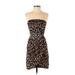 Charlotte Russe Cocktail Dress - Party: Brown Animal Print Dresses - Women's Size Small - Print Wash