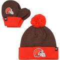 Toddler '47 Brown/Orange Cleveland Browns Bam Cuffed Knit Hat with Pom & Mittens Set