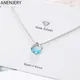 ANENJERY Argent Document Rond Cercle Bleu Clair Zcomprend sur Avec Eau Printemps Pendentif Collier