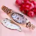 Montre de Luxe avec Bracelet en Acier Inoxydable pour Femme Accessoire Luxueux en Or Rose