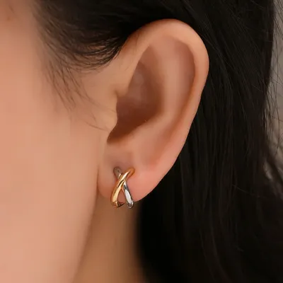 Boucles d'oreilles créoles croisées pour femmes déclaration de petit cercle boucle d'oreille