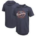 Men's Majestic Threads Navy Houston Astros 2022 World Series Champions Suspect Short Sleeve Hoodie T-Shirt