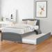 Modern Twin Wood Platform Bed with Twin Trundle, No Box Spring Needed, 79.5''L*41.7''W*37.5''H, 77LBS