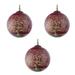 La Pastiche Tree of Life (Burgundy) Glass Ornament Collection (Set of 3) with, 3.5" x 3.5" - 3.5" x 3.5"