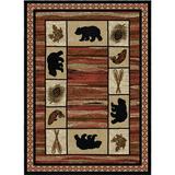 Rug Empire Rustic Lodge Bear Border Cabin Red Black Area Rug (7 10 x 9 10) - Multi - 7 10 x 9 10 3 11 x 5 3 4 x 6 Indoor Rectangle