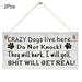 Crazy Dog Live Here Sign Beware of Dog Sign Wooden Sign Easy Mounting Indoor/Outdoor Hanging Pendant Home Door Decoration