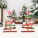 Opolski Wooden Christmas Tree Detachable DIY Red Star Santa Claus Gift Box Scene Layout Fine Printing Party Decoration Desktop Xmas Tree for Home