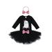 Newborn Infant Baby Girl Halloween Outfit Cartoon Letter Print Romper + Tulle Skirt + Headband Set