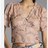 Anthropologie Tops | Anthropologie X Forever That Girl Sequined V-Neck Blouse | Color: Gray/Pink | Size: Xs